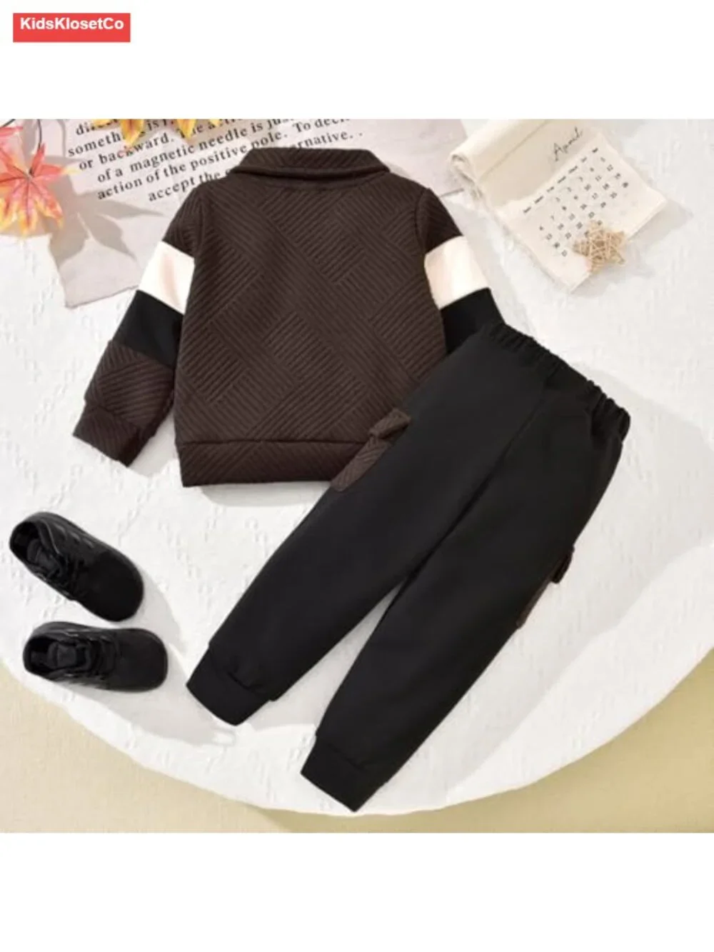 Toddler Boys 2-Piece Color Block Sweatsuit Set Polyester Long Sleeve Top and